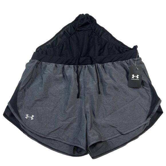 NWT Under Armour Women's Fly By 2.0 Running Shorts Black Gray Heather Size XL - Picture 10 of 10